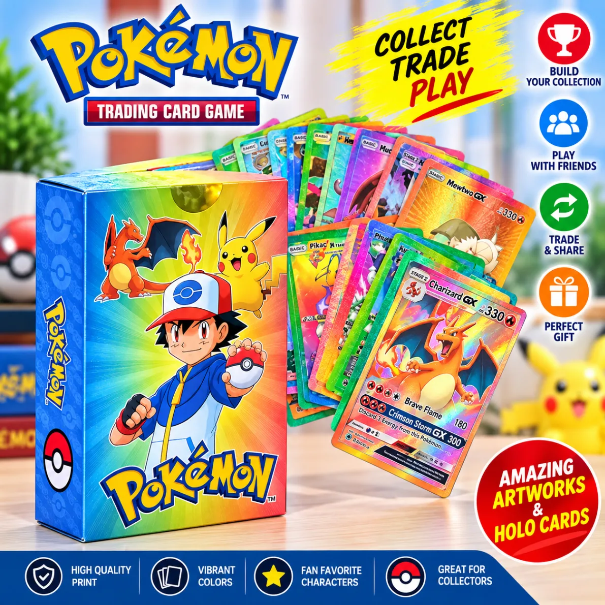 55Pc Rainbow Cards