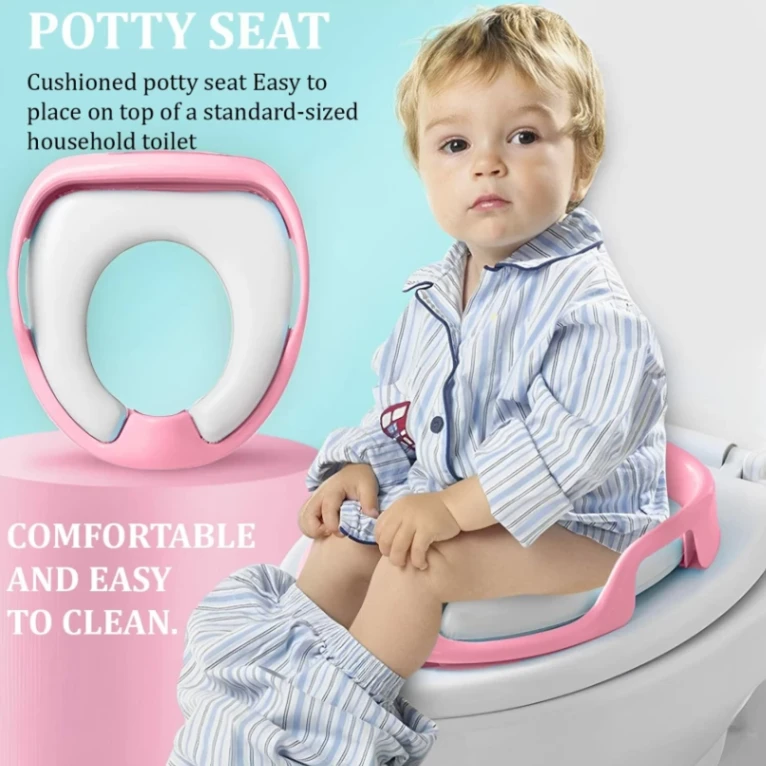 Soft Baby Toilet Seat, Toilet Training/Commod/Potty Safe Seat For Kids (18-30Months) Sitting Ring with Handles Bathroom Trainer Closestool Cover 2