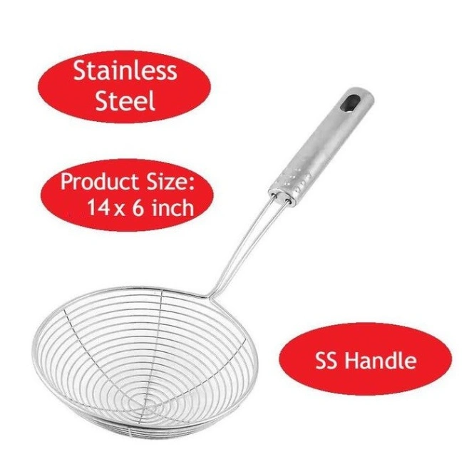 Frying strainer/ Large Oil Strainer/ Deep Fry Strainer for Kitchen/ Tel Chakni -Stainless Steel 6