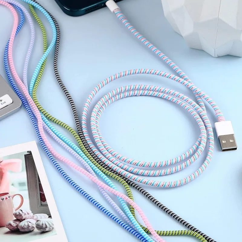USB Charging Cable Bobbin Winder Data Line Earphone Cover 1.4m 4