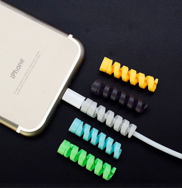 5 pcs Spiral Cable protector Data Line Silicone Bobbin winder Protective For all USB Charging earphone 5