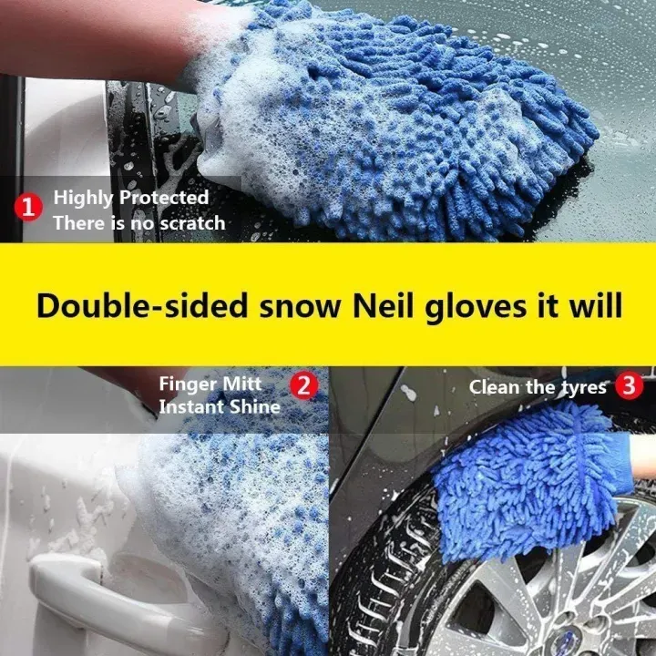 Car or Bike Wash Gloves Towel Microfiber Car or Bike Cleaning Care Detailing Tools Chenille Soft Towel For Automotives 3
