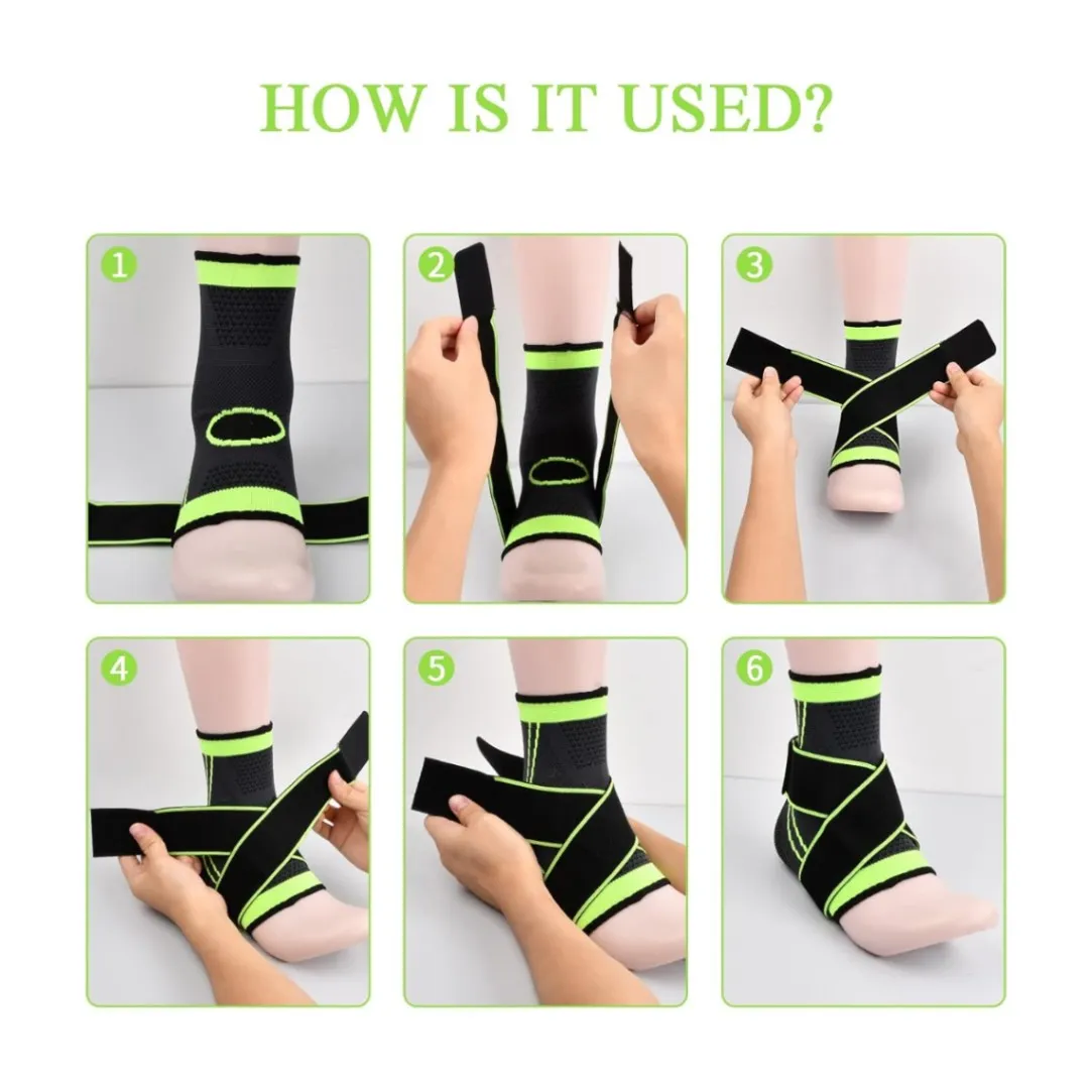 Pressurized Support Ankle 1pcs, Breathable Ankle Compression Sleeve with Adjustable Wrap 5