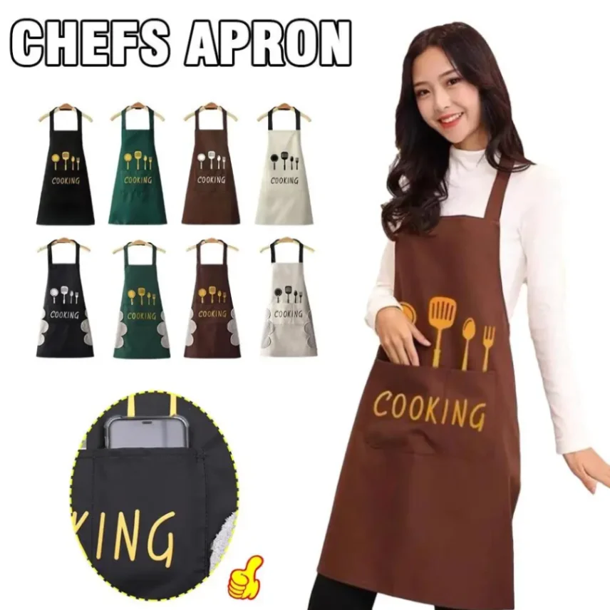 Kitchen Cooking Apron, Waterproof & Anti-Oil Polyester Kitchen Apron 7