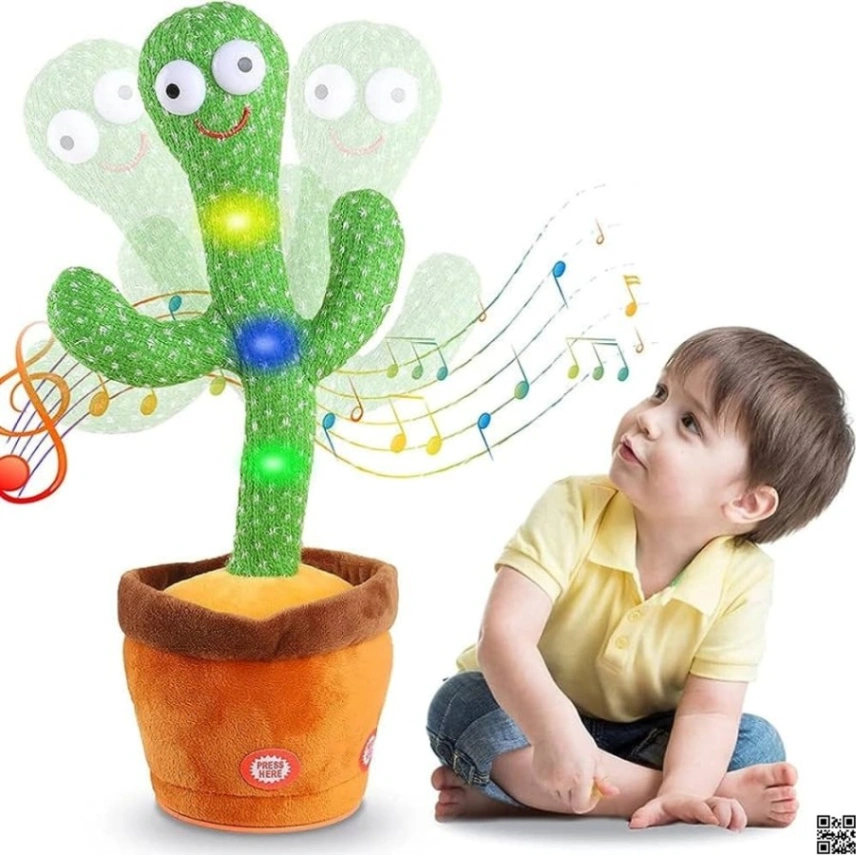 Rechargeable Dancing Cactus Toy Song Singing, Talking, Record & Repeating What You say Electric Cactus 3
