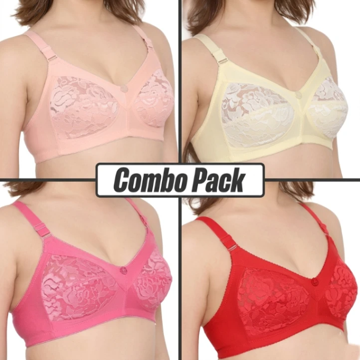 4 Pieces of Standard Quality Full Half Net Bra for Women & Girls 2