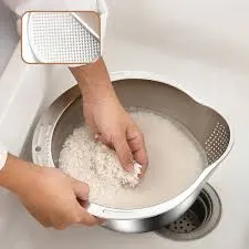Rice Washer Strainer Bowl Stainless Steel Rice Washing Bowl Rice Sieve Colander Fruit And Vegetable Strainer 4