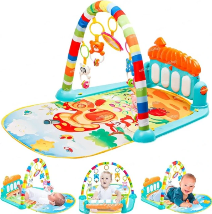 Baby Gym Play Mat Activity Center, Kick and Play Piano Gym Mat with Music and Lights, Gifts for Baby Newborn Toddler Infants Boys Girls 3