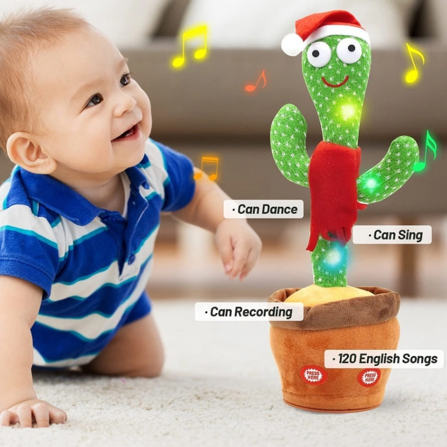 Rechargeable Dancing Cactus Toy Song Singing, Talking, Record & Repeating What You say Electric Cactus 2