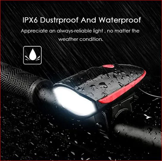 Rechargeable Bike Horn And Light 140 DB with Super Bright 250 Lumen Light 3 Modes 2