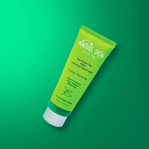 *🌿 Nature Skin Jeju Green Tea CICA Facial Foam*  
*মেড ইন কোরিয়া 🇰🇷 | প্রাকৃতিক যত্নে গভীর ক্লিনজিং 4
