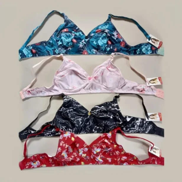 4 Piece Stylish Printed stretchable bra for Women / Multi Colour / Ladies Bra / Cotton Bra for Girls / Bra for Women 3