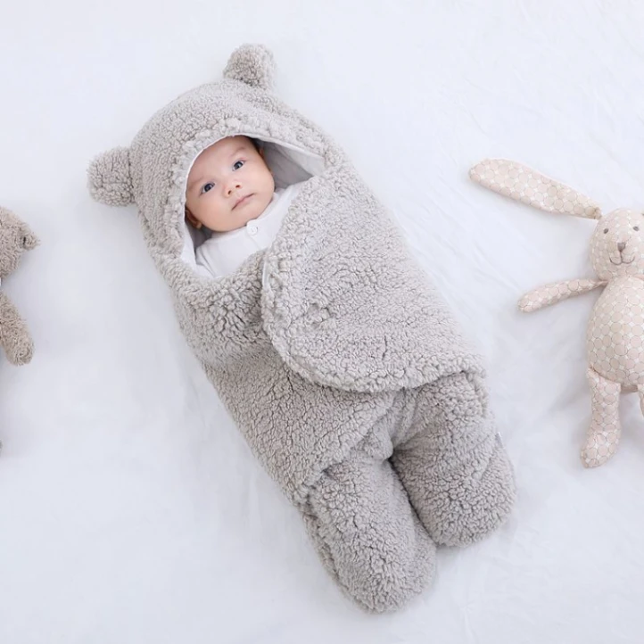 Newborn Outdoor Windproof Plush Soft Cotton Baby Hold Blankets and Winter Sleeping Bag for (0-12 Month) 4