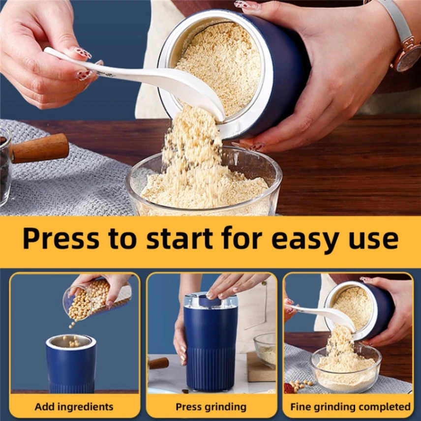 Electric Coffee Grinder, Household Small Powder Grinding Machine, Stainless Steel Electric Spice Grinder Fine Powder Grinder Coffee 6