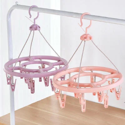Round Shape Baby Cloth Hanger With 18 clip, Plastic Cloth Drying Stand Hanger 3