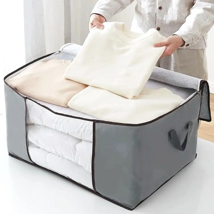 Blanket Storage Bag, Foldable Space-saving Non-woven Fabric Folding Stackable Blanket Storage Bag for Wardrobe 2