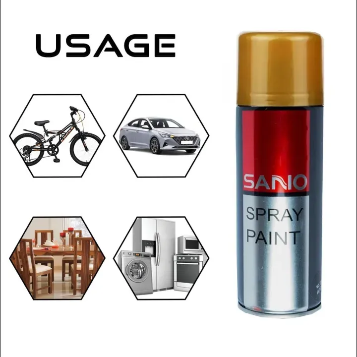 Sanvo Spray Paint 400ml, Waterproof Automatic Metallic (2599 Diamond Gold) Color Aerosol Spray Paint, Sanvo Auto Spray Paint 5