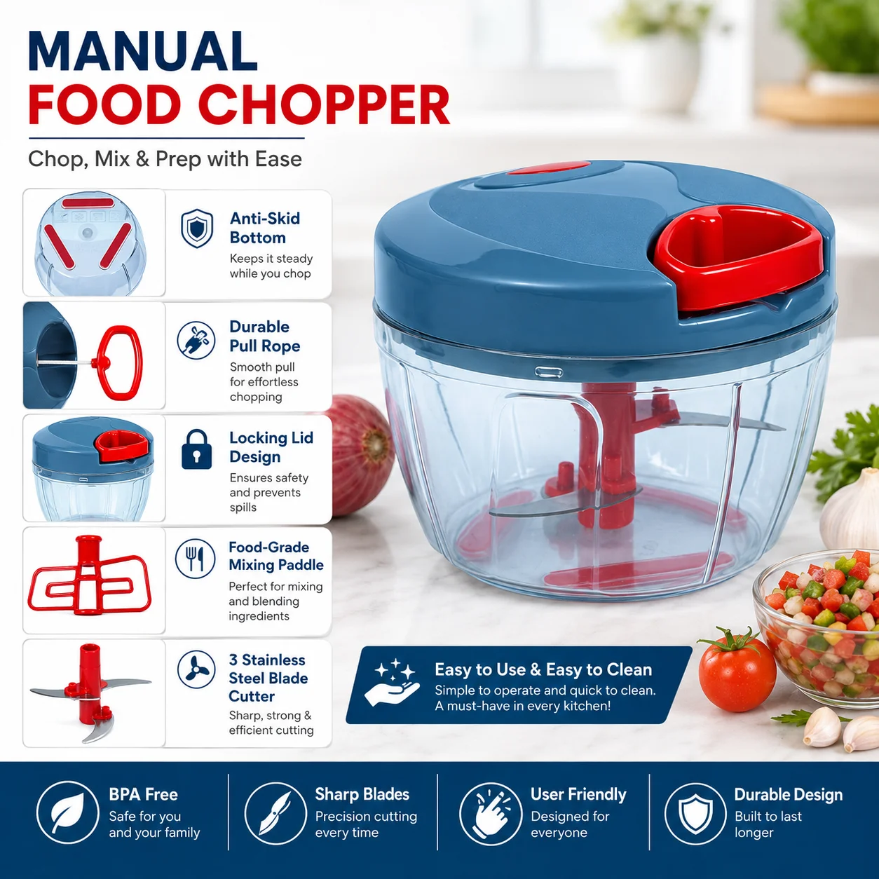 Anjani 2 in 1 Vegetable Cutter, Vegetable Chopper 3
