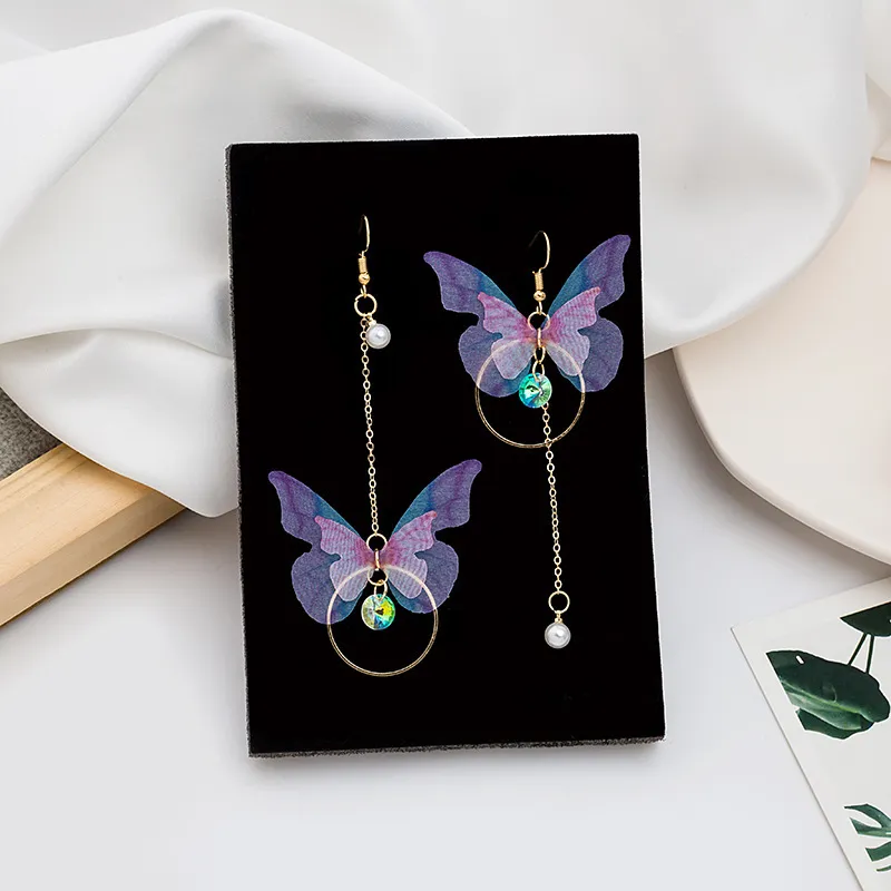 Trendy Korean Fashion Retro Asymmetrical Butterfly Pearl Drop Earrings for Women Simple New Collection Earring for Women/ Ear Ring for Girls Stylish Gift for Wife Birthday Gift Valentine Gift for Girls 2