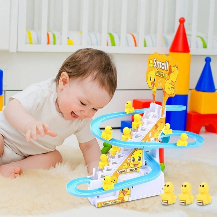 Happy Duck Race Toy, Electric Slide Track Toys Game with Small Duck 5
