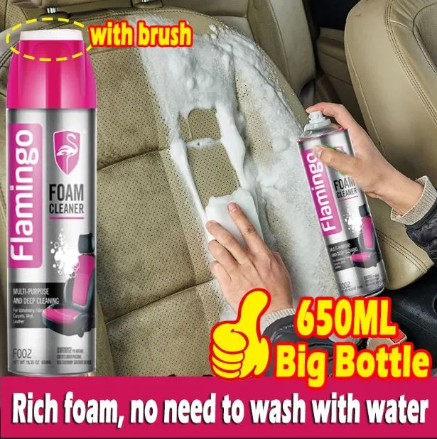 Flamingo Multi Purpose Foam Cleaner With Brush 650 Ml Household Kitchen Bathroom Cleaner Foam Spray Glass Cleaner 2