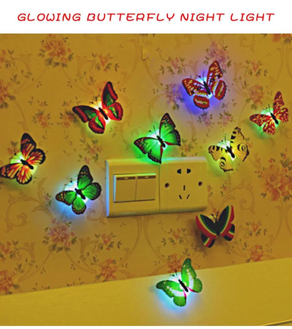 5 PCS Colorful luminous butterfly small night lamp flash simulation butterfly lamp Encounter 2