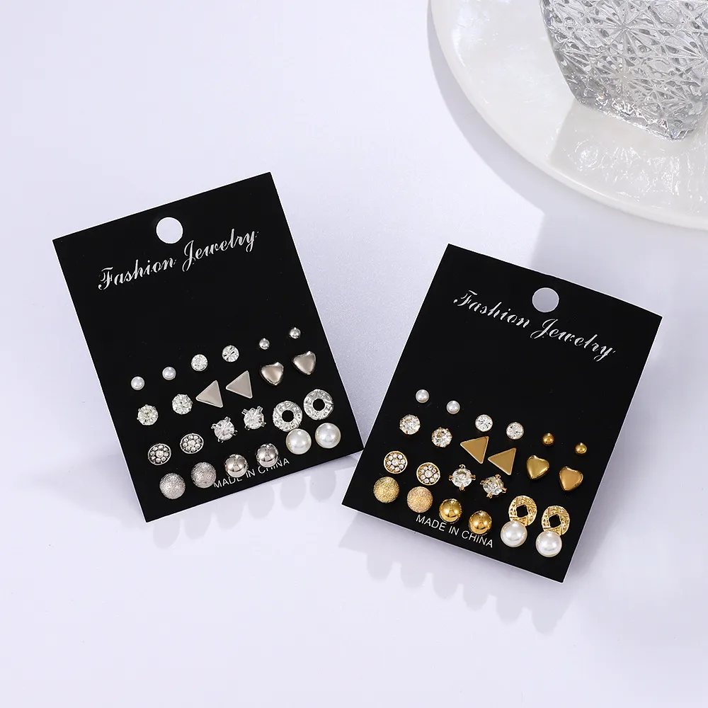 New Trendy 12 Pairs = 24 Pcs Pearl Stud Earrings Set for Women Simple Top - Earrings Set for Women New Collection - Earrings Set 12 Pairs for Girls - Earring for Women - Ear Ring Set 12 Pairs for Girls Stylish/ Earring 12 Pairs Set for Girls Simple 6