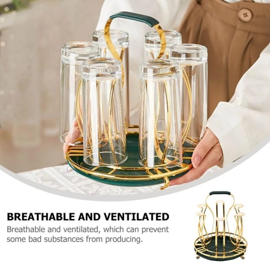 Dining Table Glass holder Rack, Glass holder, SS Glass rack - Gold 4