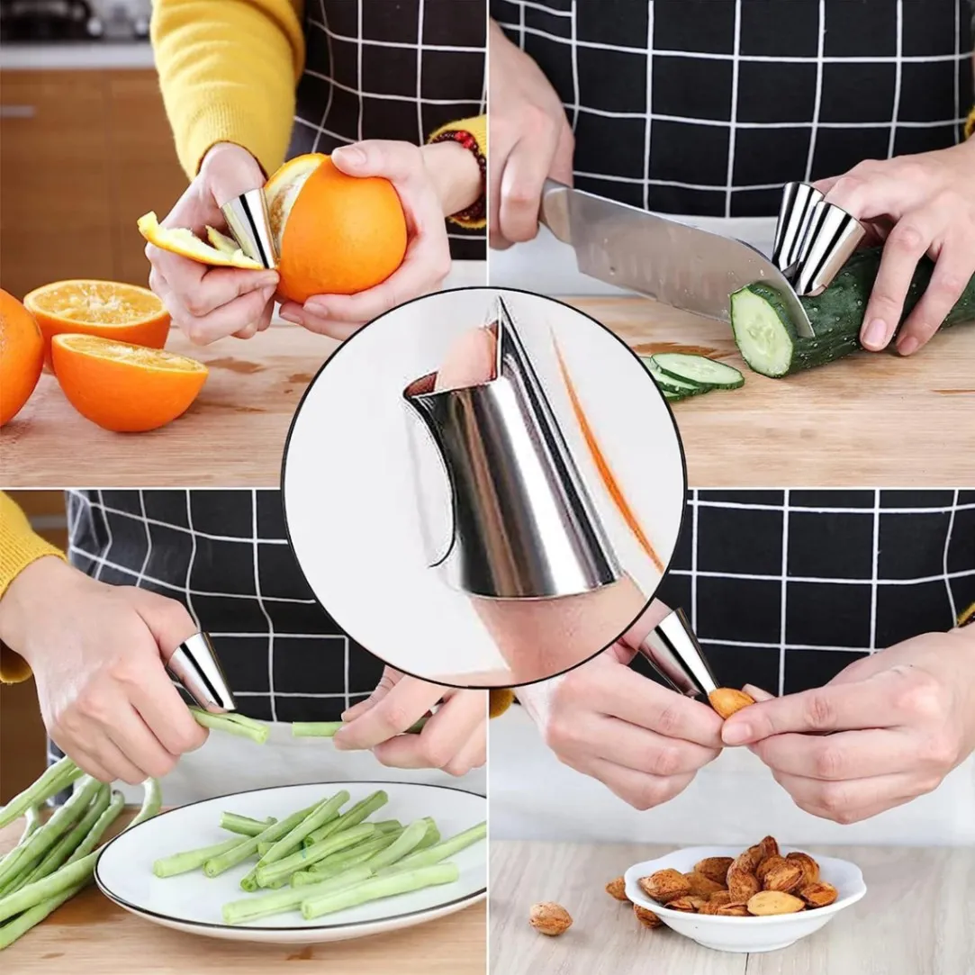 2Pcs Stainless Steel Finger Guard Kitchen Tools, Nail Protector Safe Chopping Kitchen Tools 4