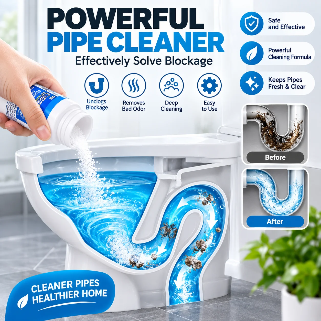 Powerful Sink Drain Cleaner Portable Powder Cleaning Tool Super Clog Remover 4