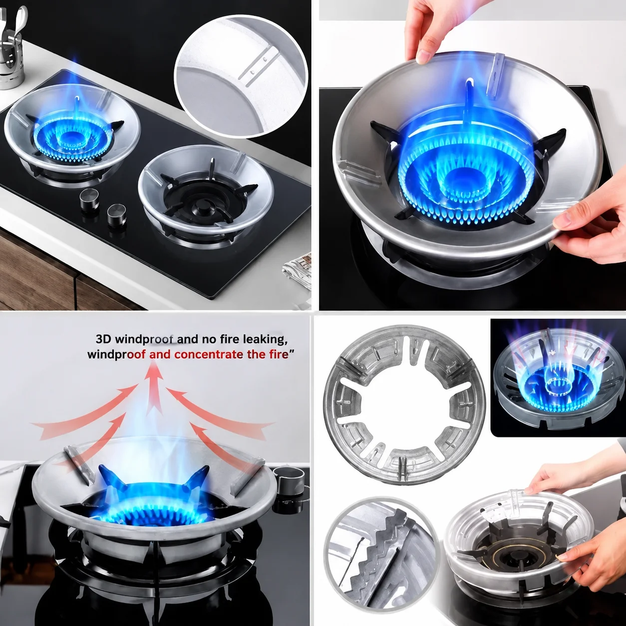 Energy Saving Gas Stove Cover, Energy Saving Gas Stove Cover Windproof Disk Windshield Bracket 3
