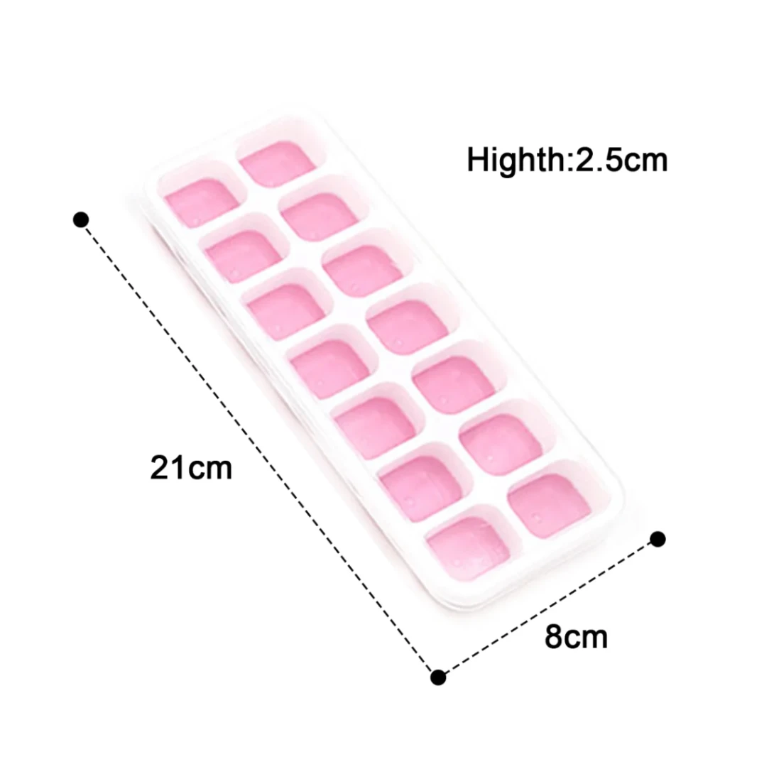 Silicone Ice Cube 14 Trays with Lid with Easy Release & Durability, Stackable & Bpa Free Ice Tray for Drinks, Fruit, Yogurt, Cocktail, Flexible Ice Trays for Freezer 3
