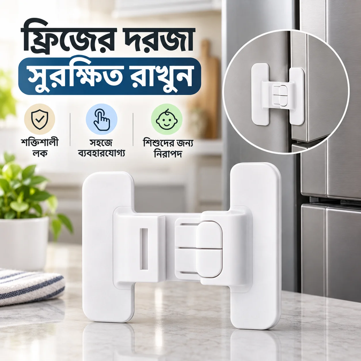 Refrigerator Door Lock, Fridge Door Lock, Multi-function Children Security Protector 4