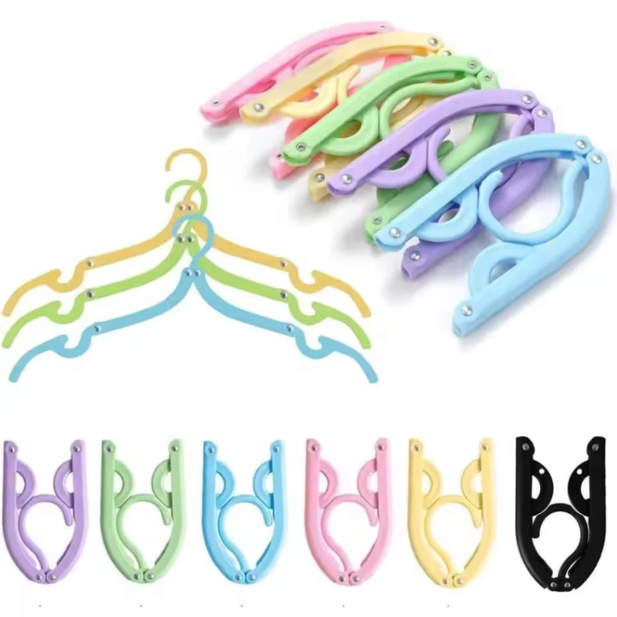 6 pcs Foldable Travel Hangers, Portable Folding Clothes Hangers Cloth Hanger Rack Travel Accessories Foldable Clothes Drying Hanger 5