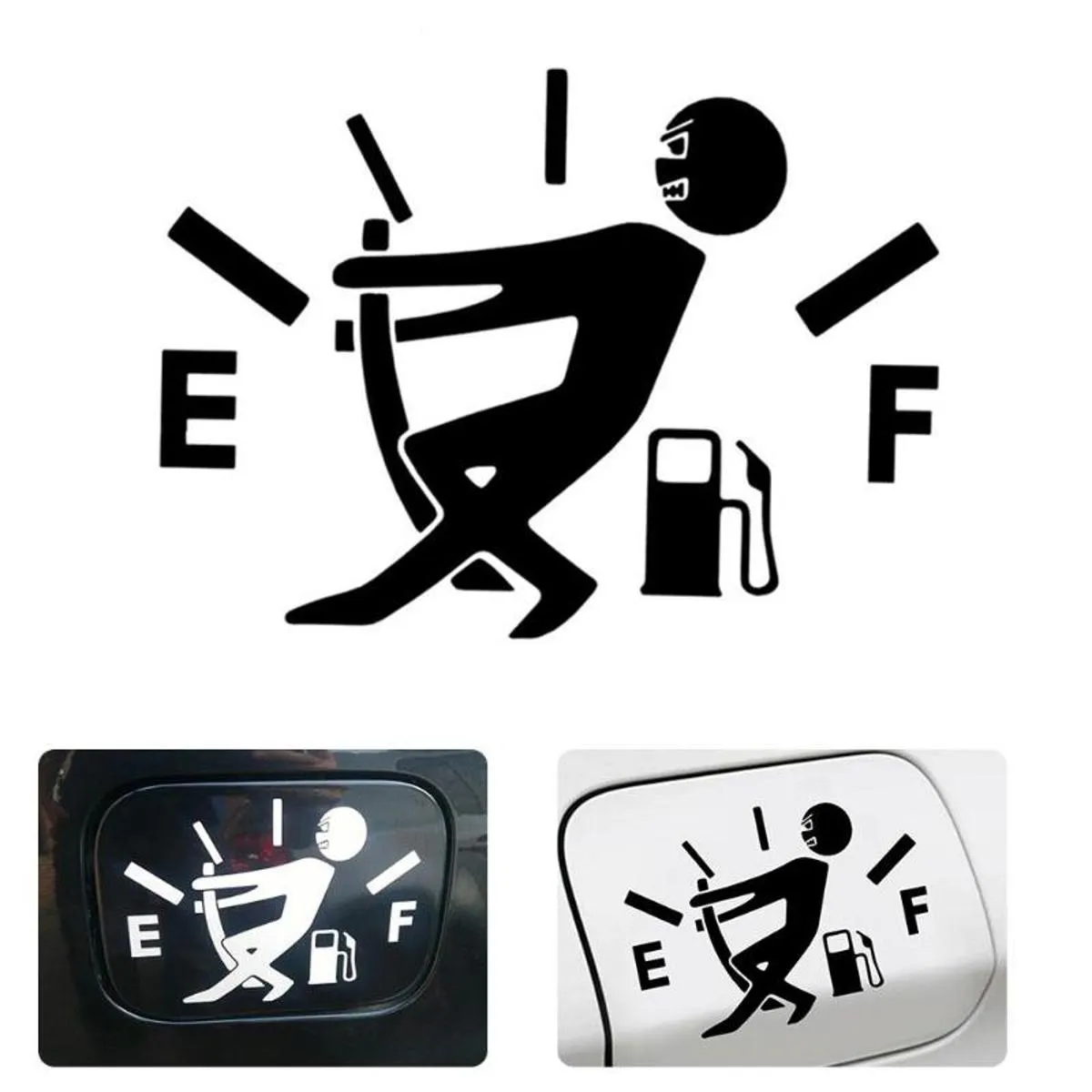 Car Styling Funny Fuel Tank Cap Sticker Black Auto Vinyl JDM Gage Empty Big Decal Sticker Car Decoration Accessories Sticker 2