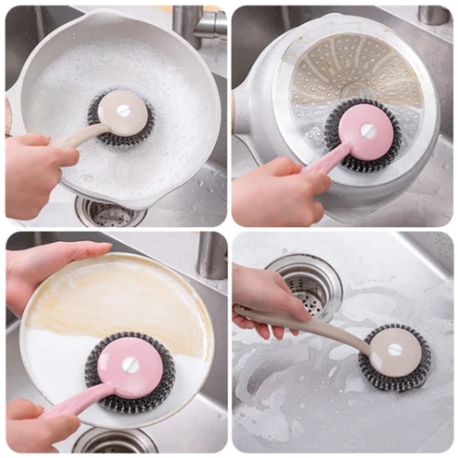 Long Handle Stainless Steel Wire Dishwashing Cleaning Brush 7