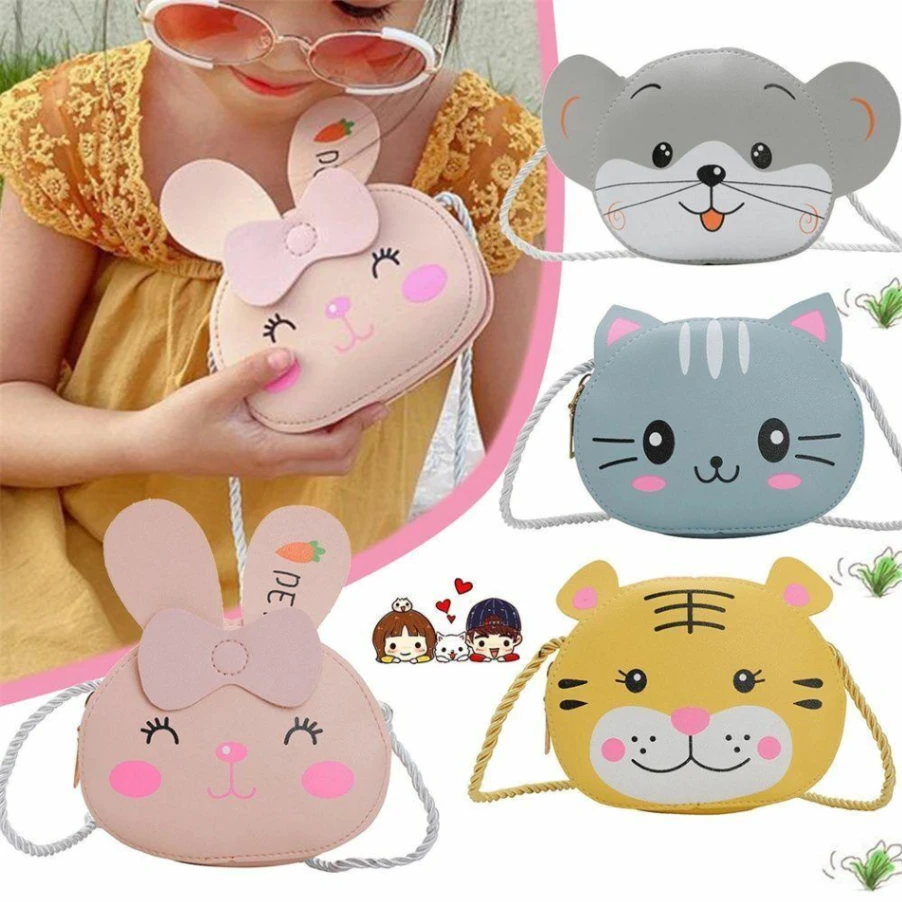 Fashion Mini Rabbit Cat Animal Shape Penny Purse Kids Girls Purses Crossbody Handbags 3
