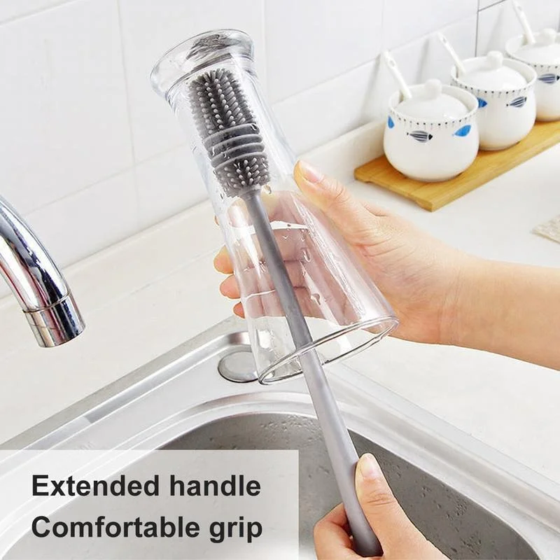 Silicone Bottle Cleaning Brush Bottle Cleaner for Washing Baby Bottles Handle Brush 2