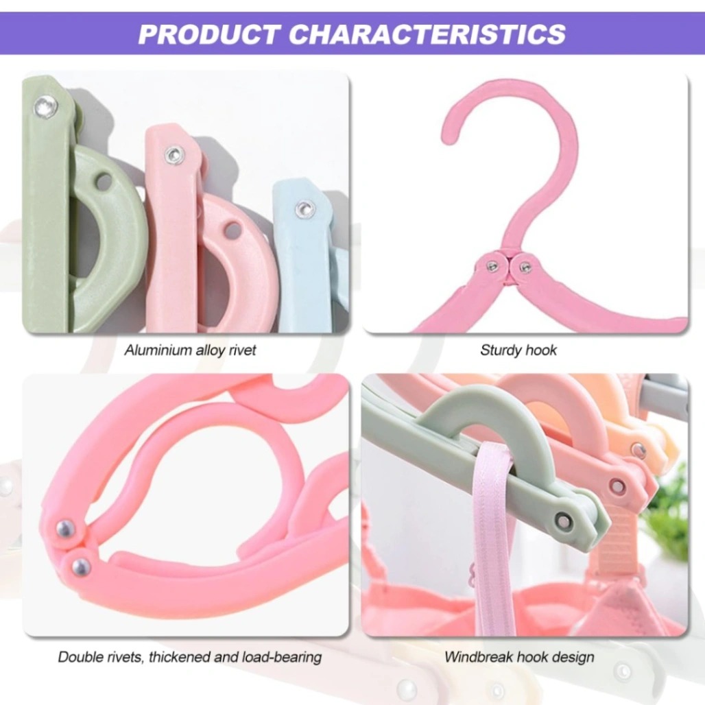 6 pcs Foldable Travel Hangers, Portable Folding Clothes Hangers Cloth Hanger Rack Travel Accessories Foldable Clothes Drying Hanger 3