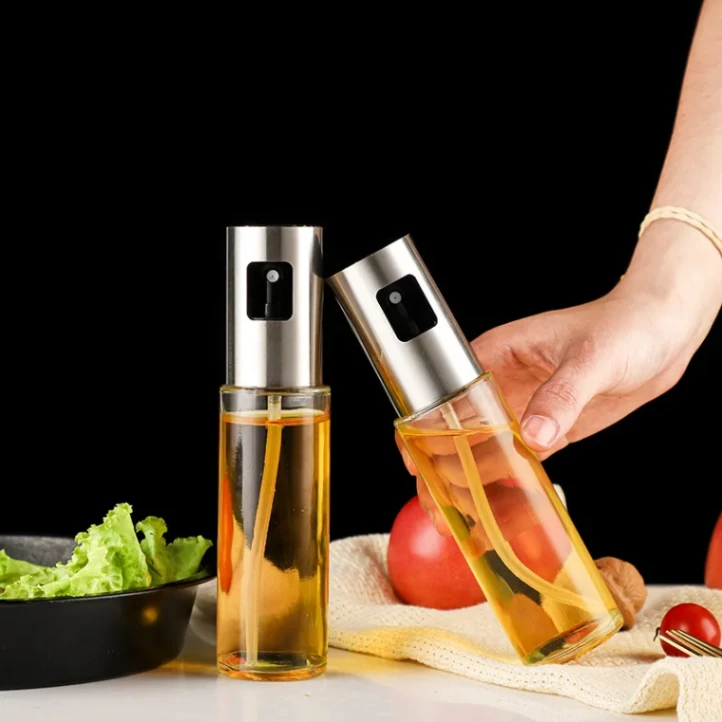 Edible Oil Spray Bottle 100ml, Portable Glass Oil Mister for BBQ, Air Fryer, Baking, Roasting, Grilling, Kitchen Gadgets 3
