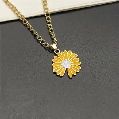 Cute Trendy Daisy Necklace Sun Flower Necklaces for Girls Simple Stylish - Flower Jewelry Dainty Chain Necklace for Women New Collection - Pendant Necklace for Girls Stylish 4