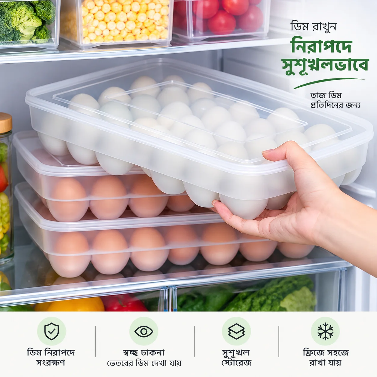 Egg Storage Box 24 Grids Plastic 3
