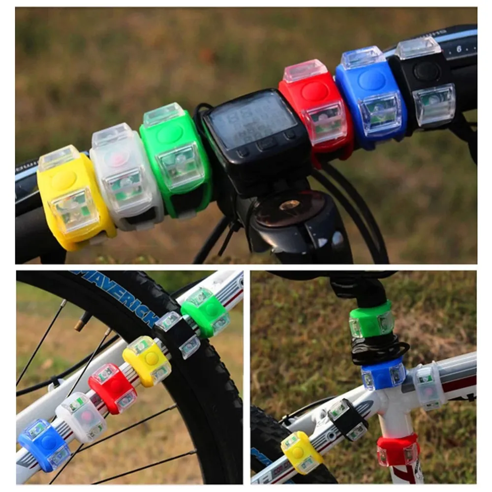 Silicon LED Bike Light Light Handle Light Waterproof Safety Alert Rear Back Lamp Battery Cycling Telolite Cycle Accessories cycle light 2
