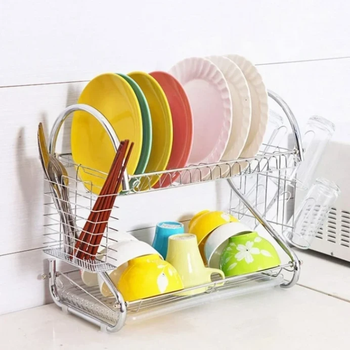 2 Layer Stainless Dish Drainer Rack 3