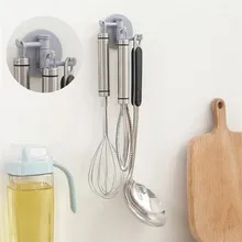 Multifunctional bathroom wall shelf free punching seamless trace rack rotating hook strong 3 branch rotating sticky hook 5