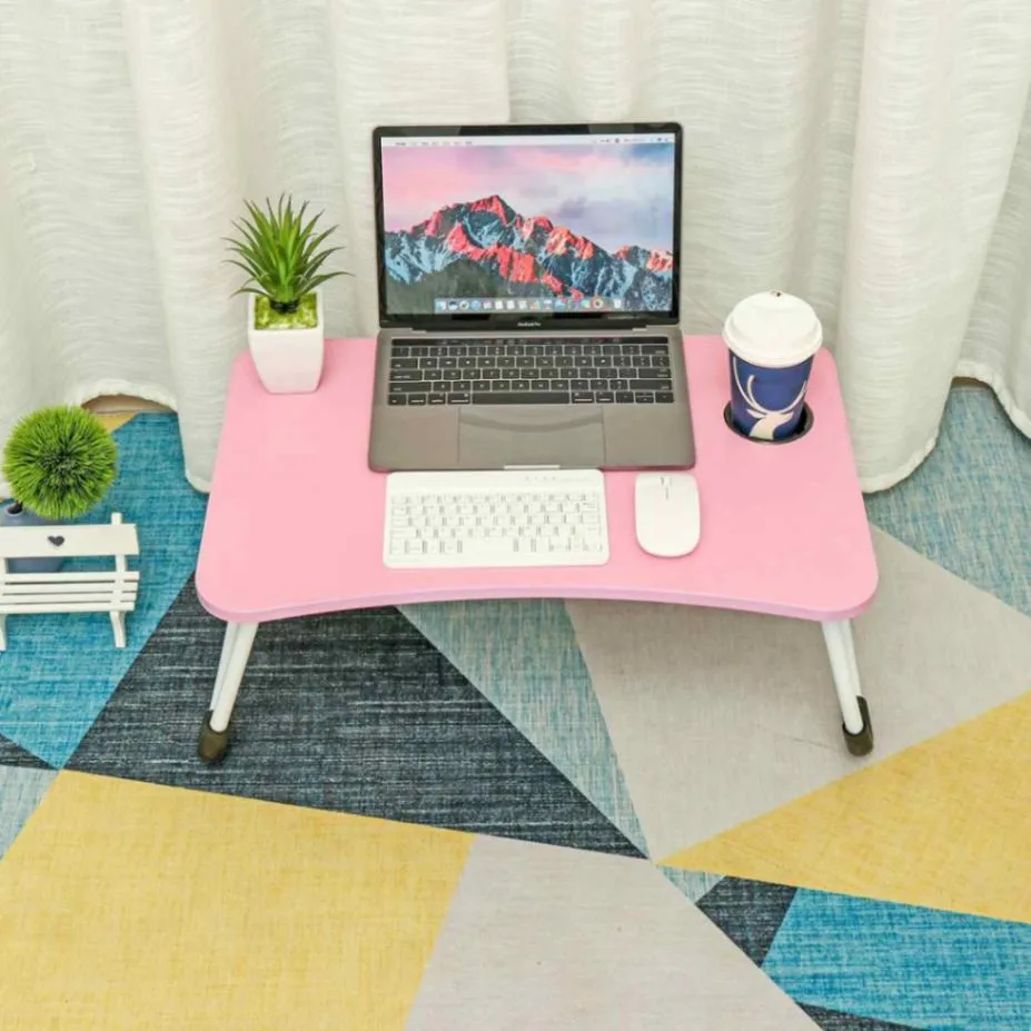 Foldable Laptop Table-Pink For Reading, Writing, Eating, On Bed 4