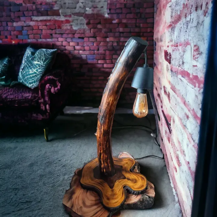 Live Edge Table Lamp Antique Edison 3
