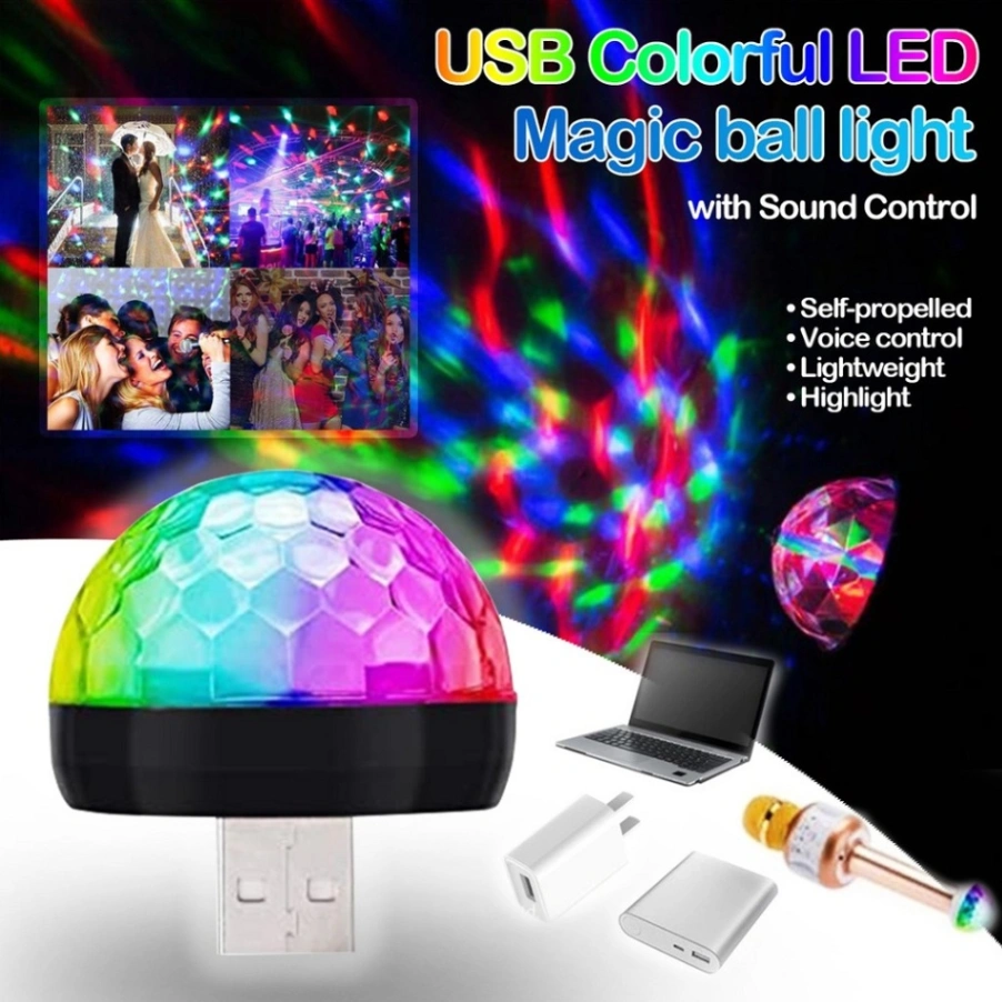 Usb Mini Led Disco Magic Ball Lights, Sound Sensor Led Small Magic Ball Light 6
