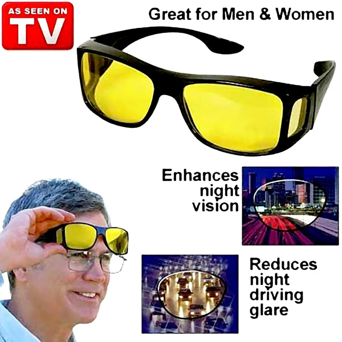 Hd Night Vision Wrap Around Driving Glasses 2