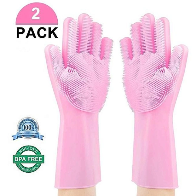2pcs Silicone Dish Washing Kitchen Hand Gloves, Magic Silicone Dish Washing Gloves 7